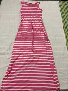 Harpa Pink &amp; White Striped Maxi Dress