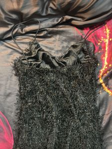 Little Black Fuzzy Mini Dress