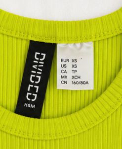 H&amp;M Divided Neon Lime Ruched Ribbed Crop Top