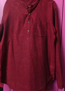 Maroon Mandarin Collar Kurta for men