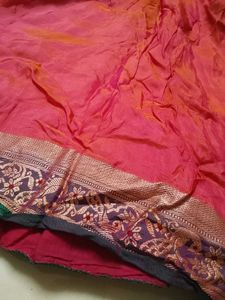Beautiful Pink Saree with Golden Border