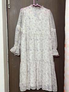 Branded pure chiffon Floral Print Midi Dress