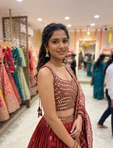 Stunning Red Embellished Lehenga Choli
