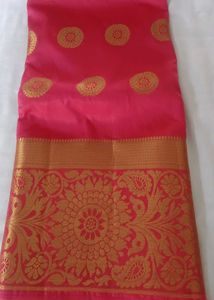 Beautiful Pink Saree with Gold Border