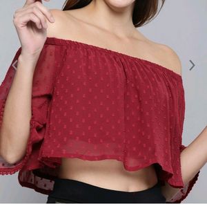 HERE AND NOW Maroon Cropped Top