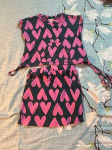 Cute Heart Print Girls coord Dress 5-6 Y