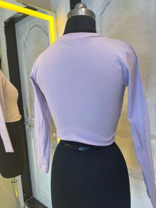 Lilac Ruched Long Sleeve Crop Top