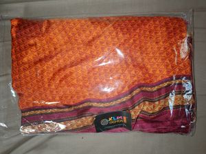 Orange Polyester Saree OFFER