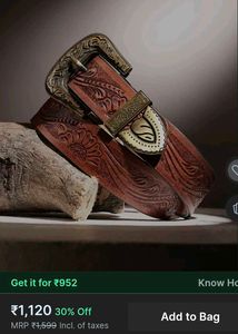 Western Style Embossed Leather Belt