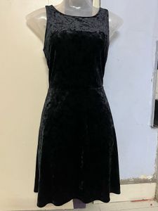 Branded Black Velvet Sleeveless Mini Dress