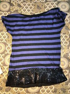 Striped T-Shirt with Sequin Trim