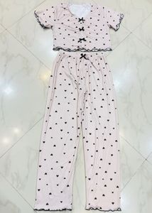SAVANA Cute Heart Print Pajama Set