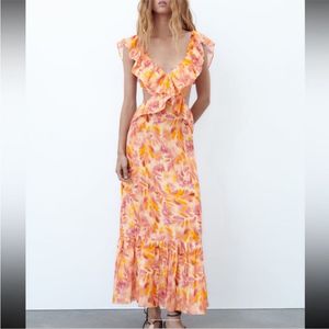Zara Limited Edition floral Cutout Maxi Dress
