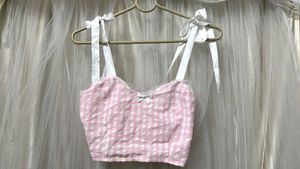 Pink Gingham Crop Top