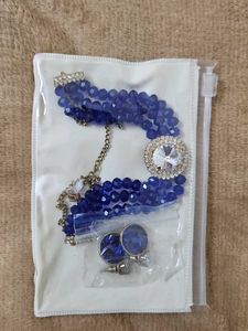 Royal Blue Beaded Choker Set
