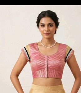 Elegant Pink Brocade Blouse with margin