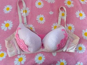 Pretty Pink Lace Trim Bra