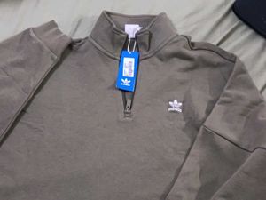 Adidas Olive Green Half Zip Sweatshirt