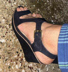 Stylish Navy Blue Wedge Sandals