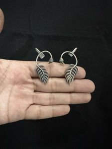 Oxidised Feather Earrings