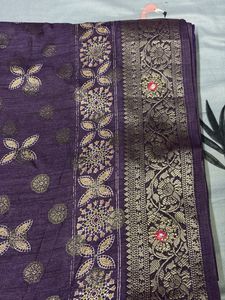 Designer Purple Saree with Tassels