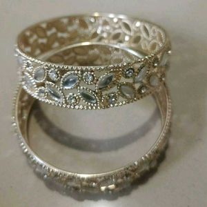 Elegant Gold-Tone Crystal Bangle Set