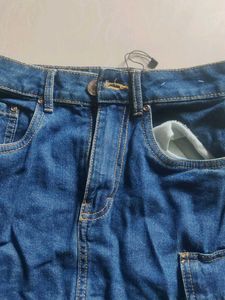 Denim Cargo Mini Skirt