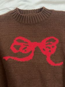 Brown Sweater with Bow Detail