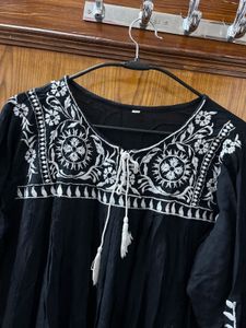 Elegant Embroidered Black Kurta