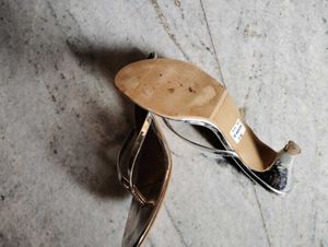 Silver Thong Heel Sandals