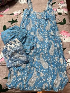 Blue Paisley Print Kurta Set