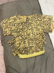 Keith Haring Print DIY fringe Top