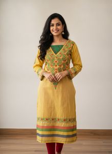 Vibrant Embroidered Yellow Kurta
