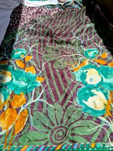 Vibrant Floral Print Saree