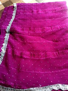 Purple Saree with Silver Border blouse size 44