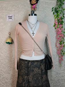 Cute Pink Button-Up Cardigan