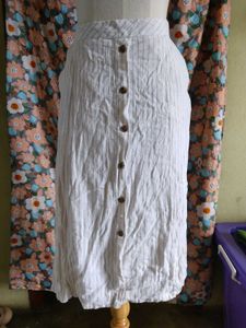 Striped Button-Down Midi Skirt