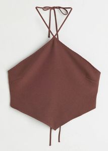 Brown Halter Neck Crop Top