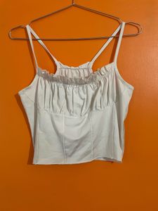 White Ruffled Spaghetti Strap Top