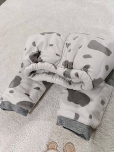 Cozy Cow Print Baby Pants for winter