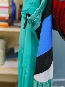 Boho Style Teal Pleated Dress