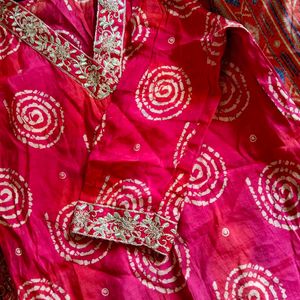 Vibrant Pink Kurta with Swirl Print