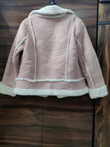 Pink Faux Fur Trim Jacket