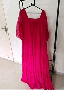 Elegant Pink Tiered Maxi Dress