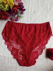 Red Lace Trim Briefs