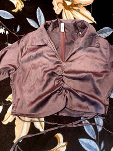 Elegant Satin Drawstring Top