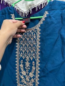 Teal Embroidered Anarkali Kurta
