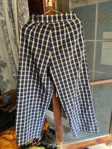 Checked Wide-Leg Trousers