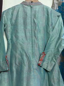 Beautiful Aqua Kurta with Red Embroidery