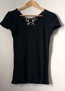 Black Lace Back T-Shirt